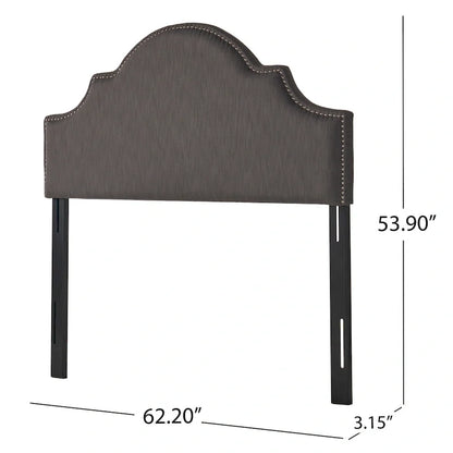 Testiera regolabile in tessuto con borchie Bianca per letto matrimoniale/queen size di Christopher Knight Home