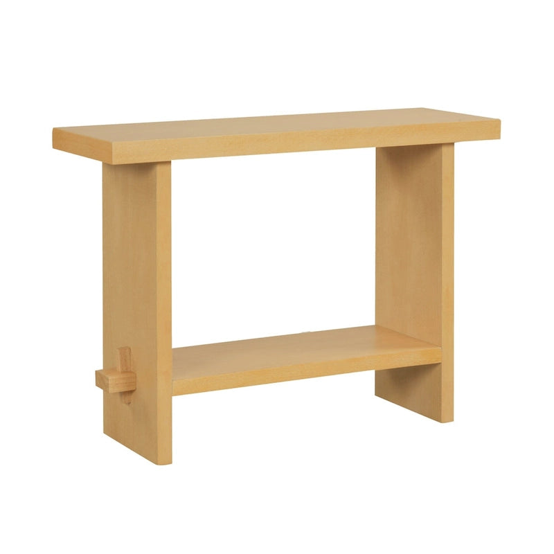 Tavolo consolle Nathan James Virgo Farmhouse a 2 livelli con finitura in legno spazzolato