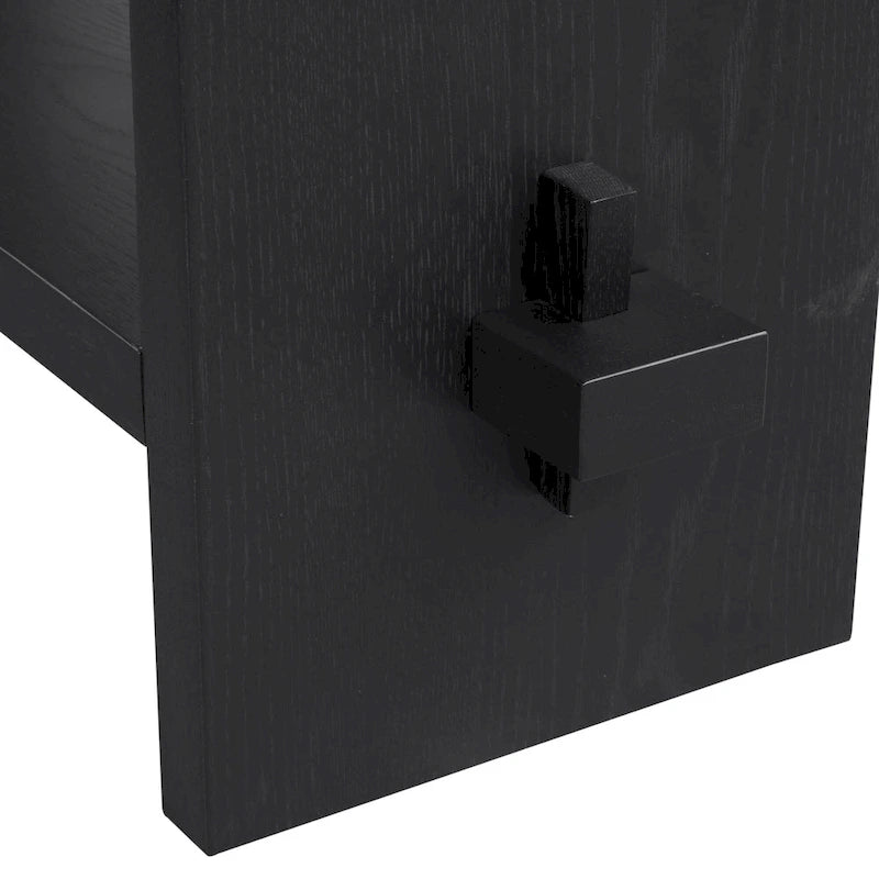 Tavolo consolle Nathan James Virgo Farmhouse a 2 livelli con finitura in legno spazzolato