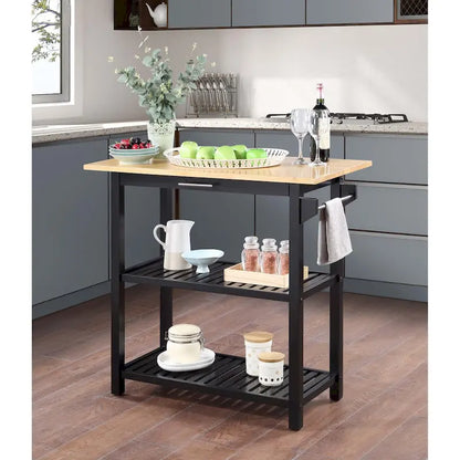 Designs2Go 3 Tier Butcher Block Kitchen Prep Island with Drawer