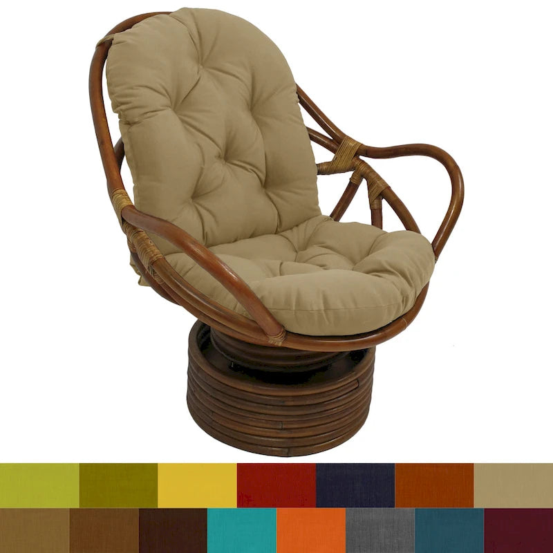 Bali Rattan Swivel Rocker with Solid All-Weather Cushion