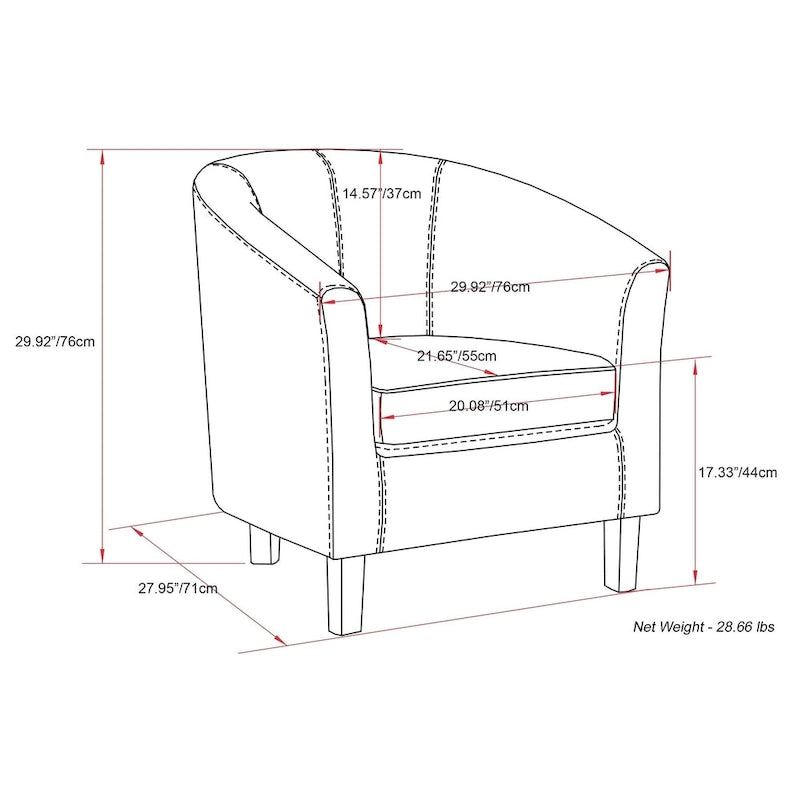 Poltrona a vasca WYNDENHALL Parker da 30 pollici di larghezza - 30 pollici di larghezza