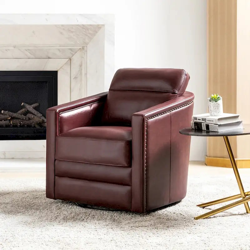 Jorge 28.74 Sedia girevole larga in vera pelle con braccioli