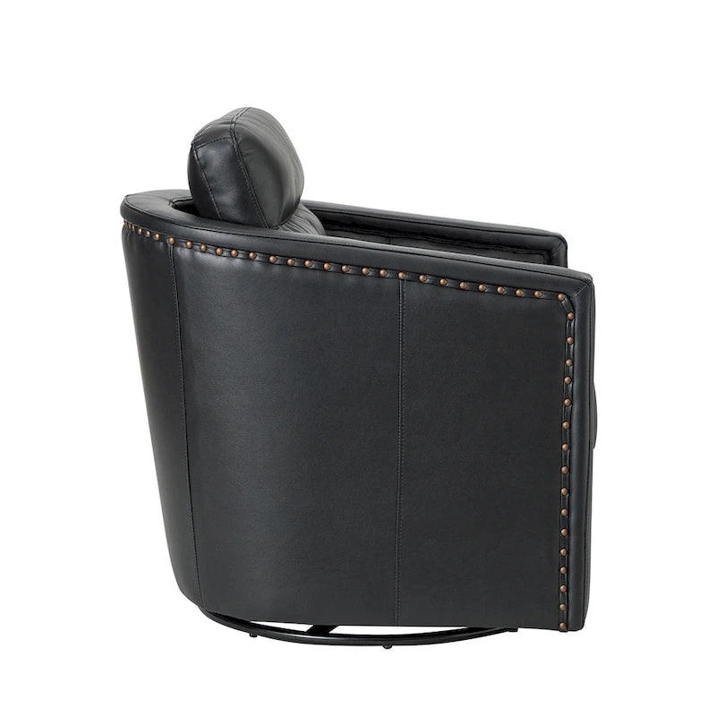 Jorge 28.74 Sedia girevole larga in vera pelle con braccioli