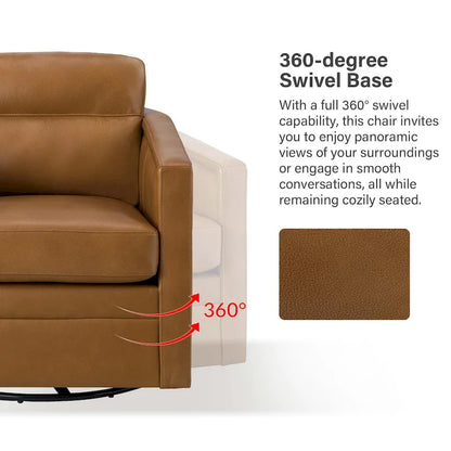 Jorge 28.74 Sedia girevole larga in vera pelle con braccioli