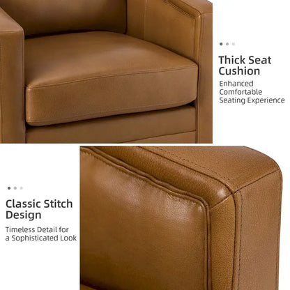 Jorge 28.74 Sedia girevole larga in vera pelle con braccioli