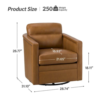 Jorge 28.74 Sedia girevole larga in vera pelle con braccioli