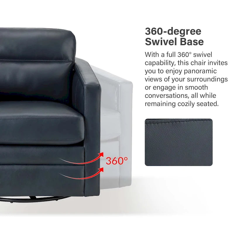 Jorge 28.74 Sedia girevole larga in vera pelle con braccioli