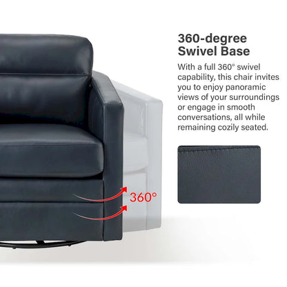 Jorge 28.74 Sedia girevole larga in vera pelle con braccioli