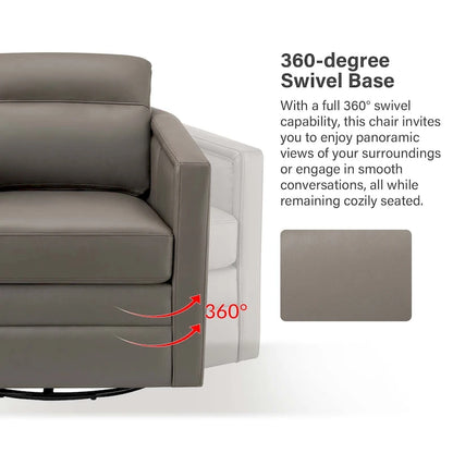 Jorge 28.74 Sedia girevole larga in vera pelle con braccioli