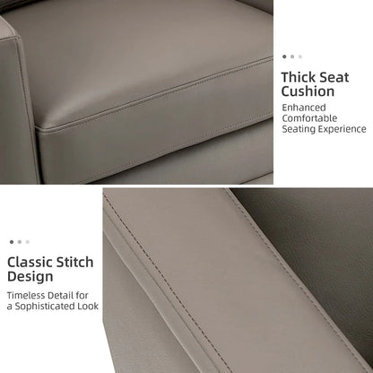 Jorge 28.74 Sedia girevole larga in vera pelle con braccioli