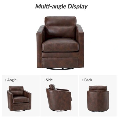 Jorge 28.74 Sedia girevole larga in vera pelle con braccioli