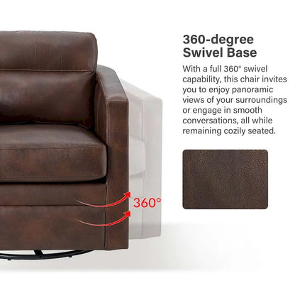 Jorge 28.74 Sedia girevole larga in vera pelle con braccioli