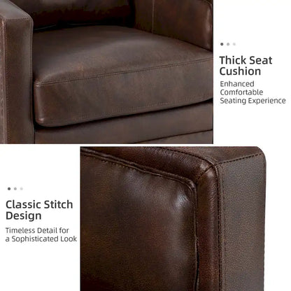 Jorge 28.74 Sedia girevole larga in vera pelle con braccioli