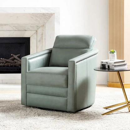 Jorge 28.74 Sedia girevole larga in vera pelle con braccioli