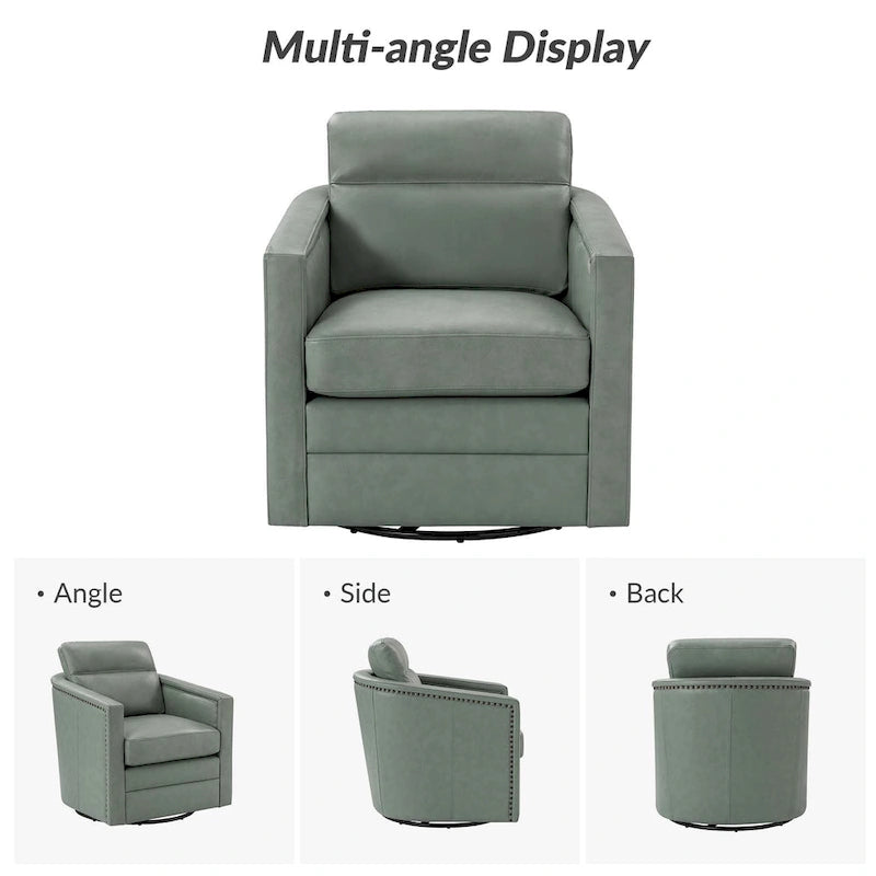 Jorge 28.74 Sedia girevole larga in vera pelle con braccioli