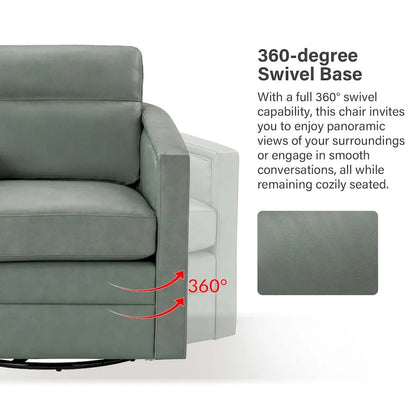 Jorge 28.74 Sedia girevole larga in vera pelle con braccioli