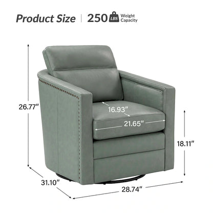 Jorge 28.74 Sedia girevole larga in vera pelle con braccioli