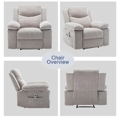 Poltrona reclinabile elettrica con funzione di massaggio regolabile in velluto e sistema di riscaldamento