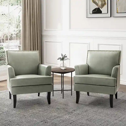 Set di 2 sedie Nileus Modern Classic in poliestere con gambe in legno massello di HULALA HOME