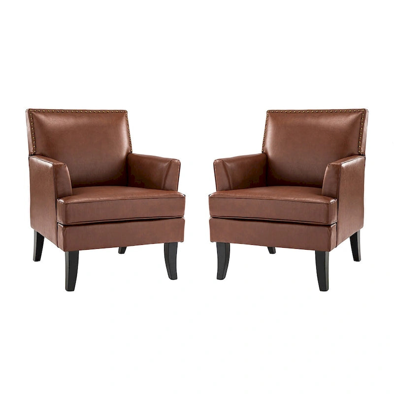 Set di 2 sedie Nileus Modern Classic in poliestere con gambe in legno massello di HULALA HOME