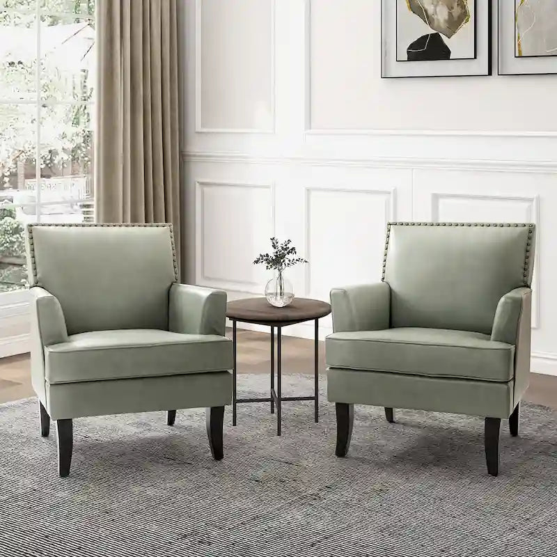 Set di 2 sedie Nileus Modern Classic in poliestere con gambe in legno massello di HULALA HOME