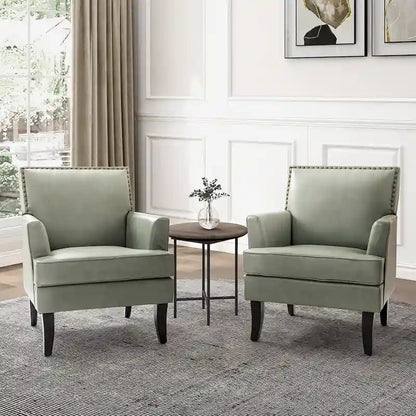 Set di 2 sedie Nileus Modern Classic in poliestere con gambe in legno massello di HULALA HOME