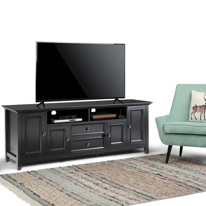 WYNDENHALL Halifax 72 inch Wide Solid Wood Transitional TV Stand - 72  w x 19  d x 26   h
