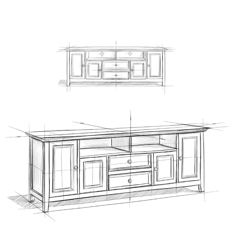 Mobile TV di transizione in legno massello WYNDENHALL Halifax da 72 pollici di larghezza - 72 l x 19 p x 26 h