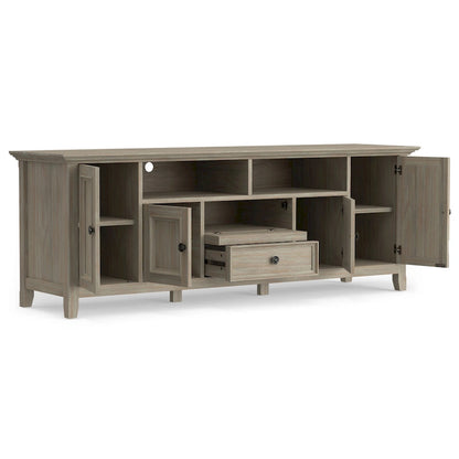 Mobile TV di transizione in legno massello WYNDENHALL Halifax da 72 pollici di larghezza - 72 l x 19 p x 26 h