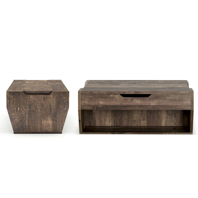 Tavolino da caffè con piano sollevabile DH BASIC Rustic Oak da 42 pollici di Denhour