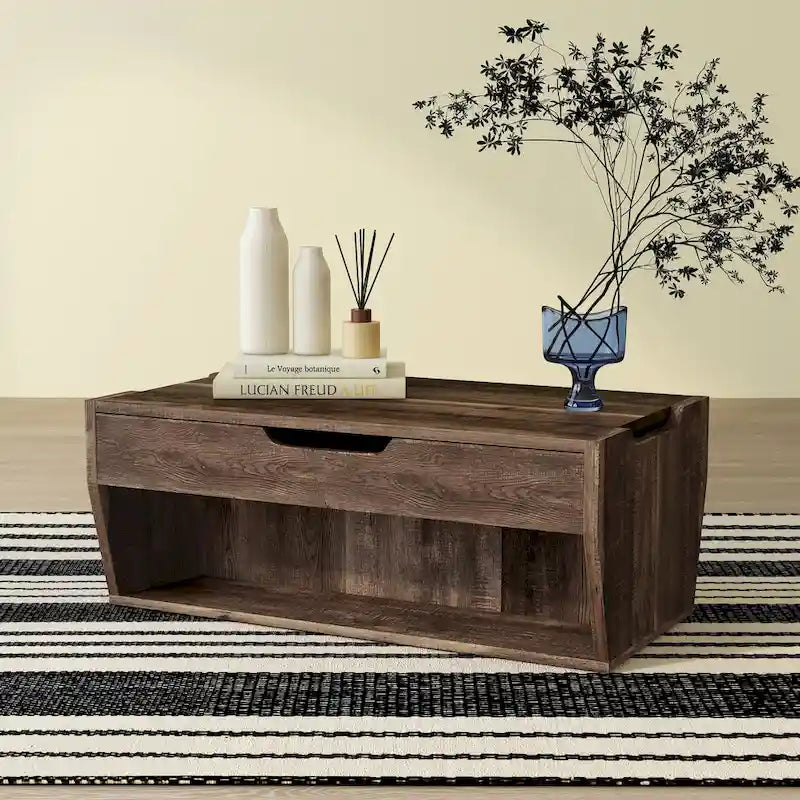 Tavolino da caffè con piano sollevabile DH BASIC Rustic Oak da 42 pollici di Denhour