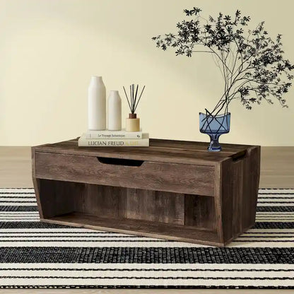 Tavolino da caffè con piano sollevabile DH BASIC Rustic Oak da 42 pollici di Denhour