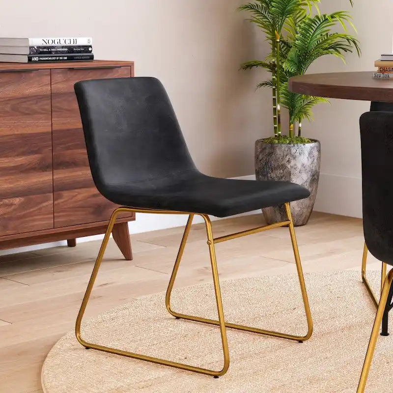 Sedie da pranzo per interni da 18 pollici, rivestimento in pelle morbida, set da 2