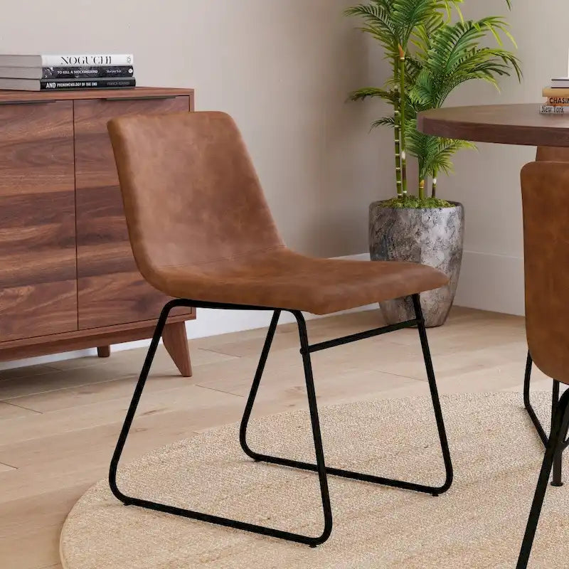 Sedie da pranzo per interni da 18 pollici, rivestimento in pelle morbida, set da 2