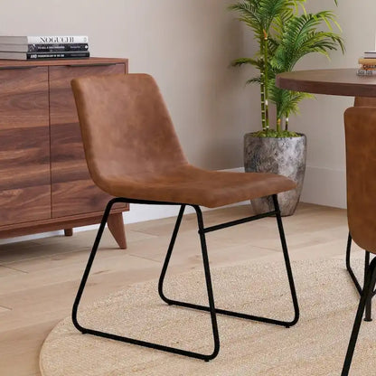 Sedie da pranzo per interni da 18 pollici, rivestimento in pelle morbida, set da 2