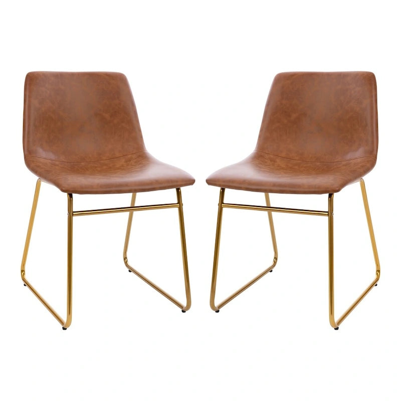 Sedie da pranzo per interni da 18 pollici, rivestimento in pelle morbida, set da 2