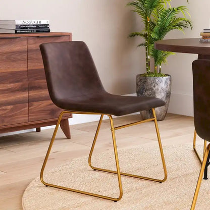 Sedie da pranzo per interni da 18 pollici, rivestimento in pelle morbida, set da 2