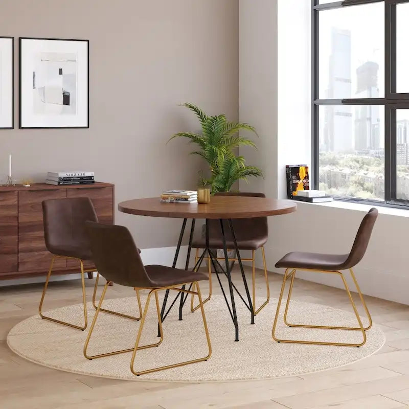 Sedie da pranzo per interni da 18 pollici, rivestimento in pelle morbida, set da 2