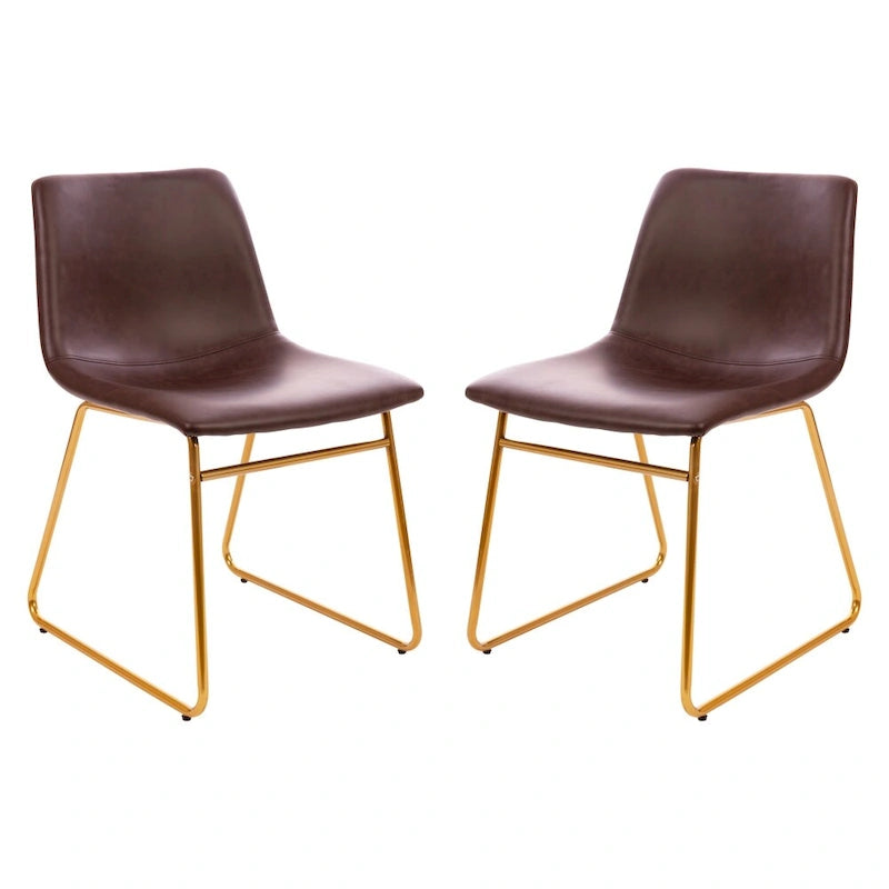 Sedie da pranzo per interni da 18 pollici, rivestimento in pelle morbida, set da 2