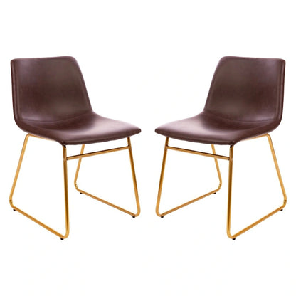 Sedie da pranzo per interni da 18 pollici, rivestimento in pelle morbida, set da 2