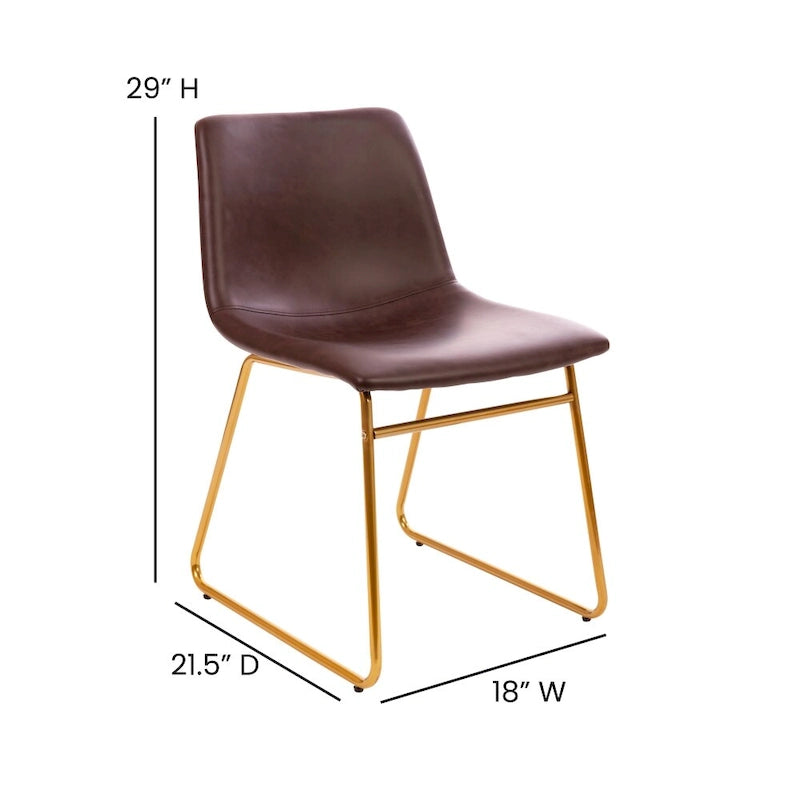 Sedie da pranzo per interni da 18 pollici, rivestimento in pelle morbida, set da 2