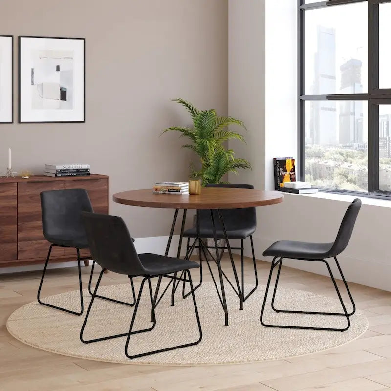 Sedie da pranzo per interni da 18 pollici, rivestimento in pelle morbida, set da 2