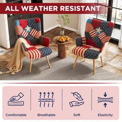 Poltrona moderna imbottita in lino con gambe in legno