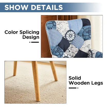 Poltrona moderna imbottita in lino con gambe in legno