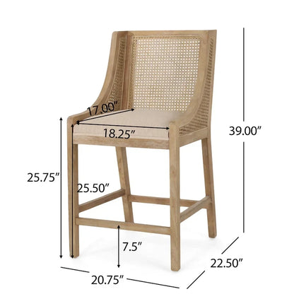Christopher Knight Home Cataldo Sgabelli da bar in legno e canna imbottiti in tessuto da 25,5 pollici (set di 2)