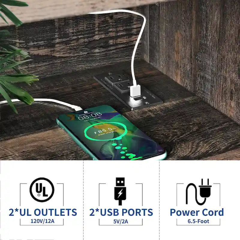 Grande supporto per giradischi con prese di corrente e luci a LED