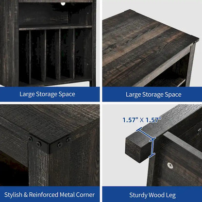 Grande supporto per giradischi con prese di corrente e luci a LED