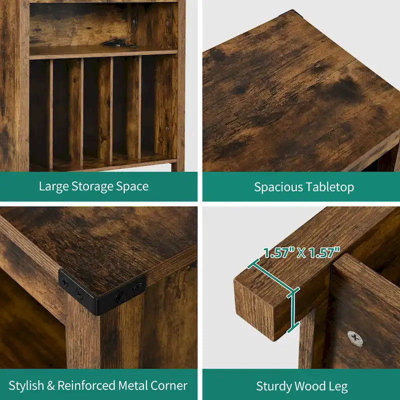 Grande supporto per giradischi con prese di corrente e luci a LED