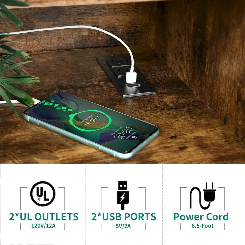 Grande supporto per giradischi con prese di corrente e luci a LED